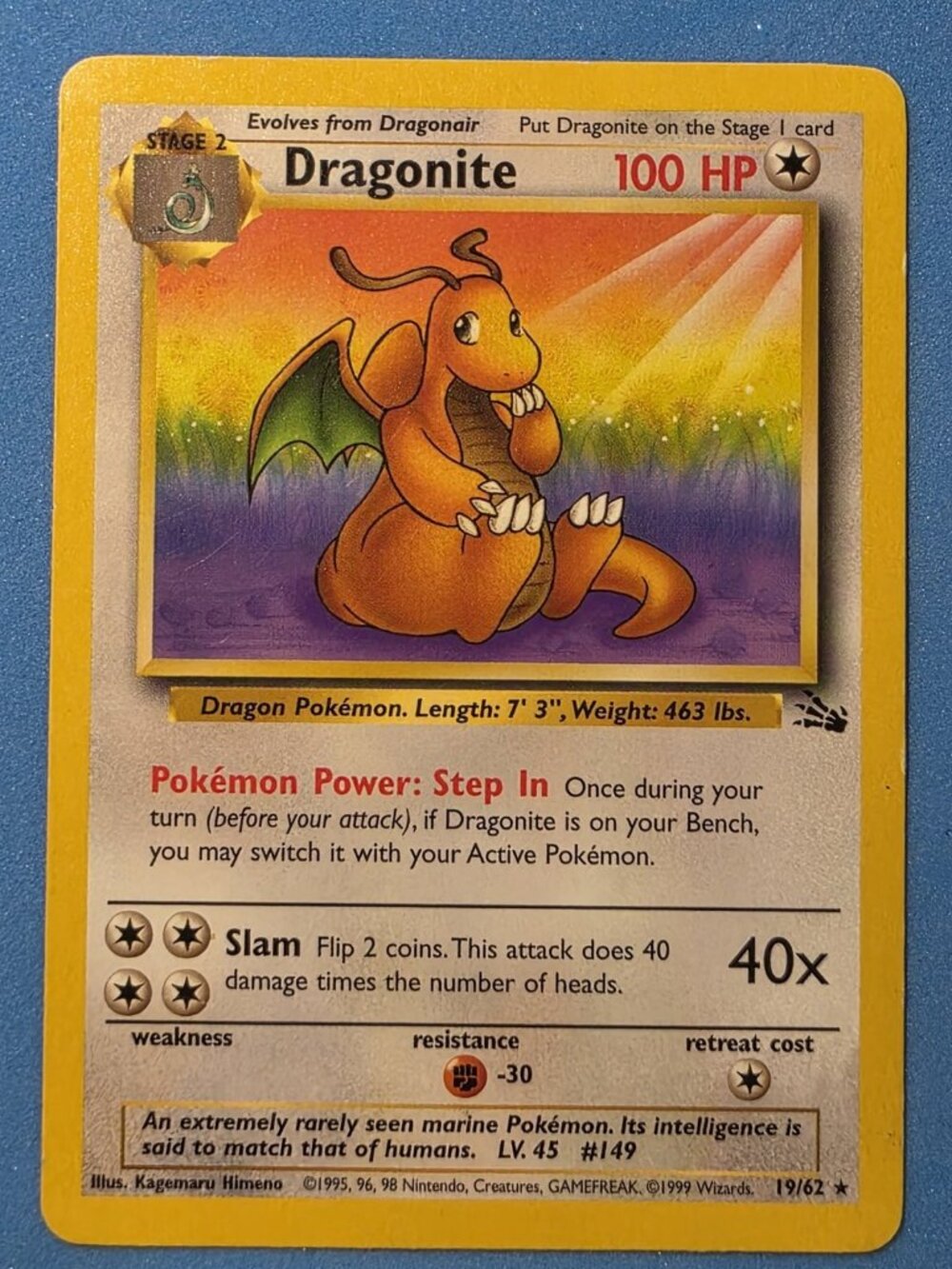 Pokemon TCG Dragonite - 19/62 (Fossil) Rare mp/hp